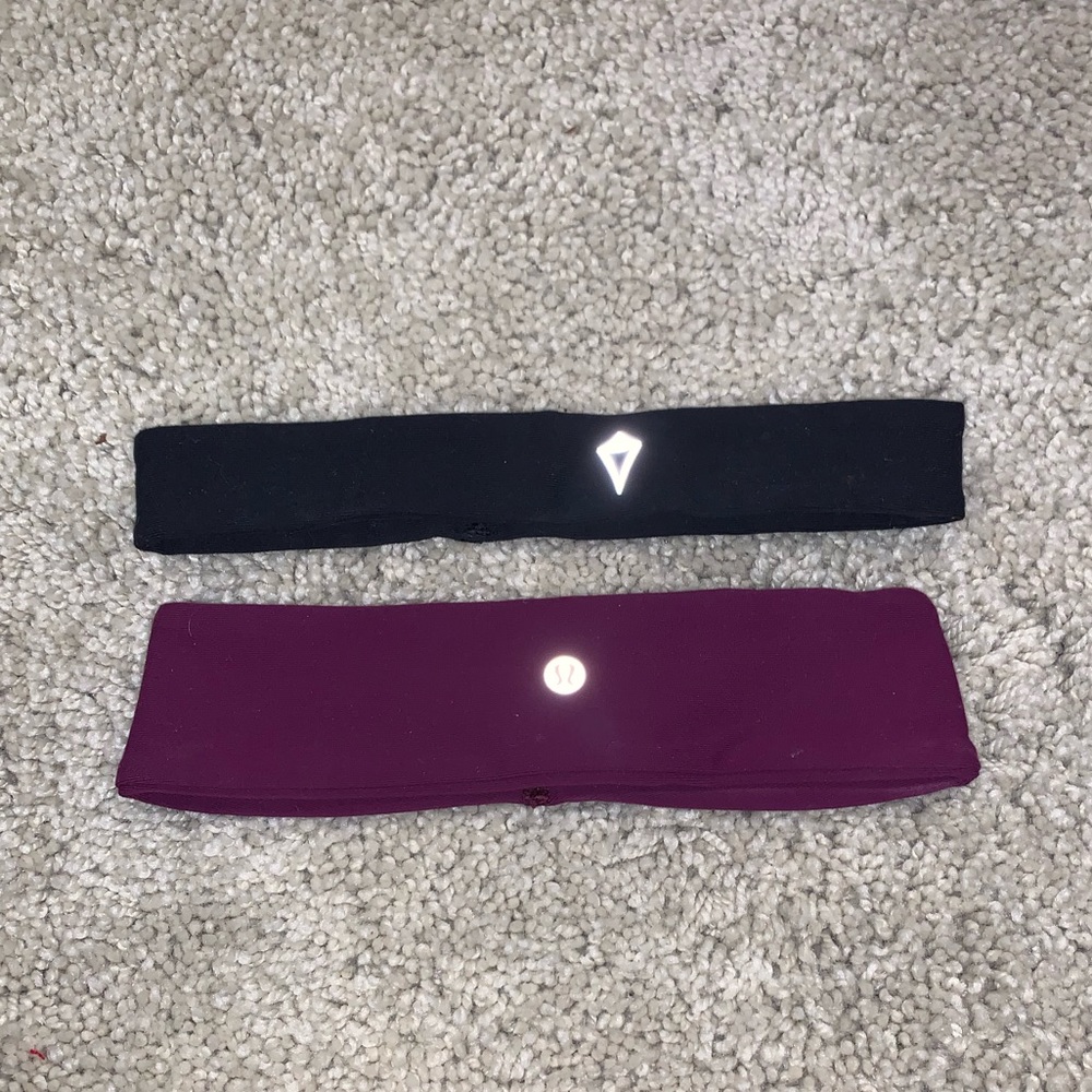 Lululemon Black And Purple Headband Set